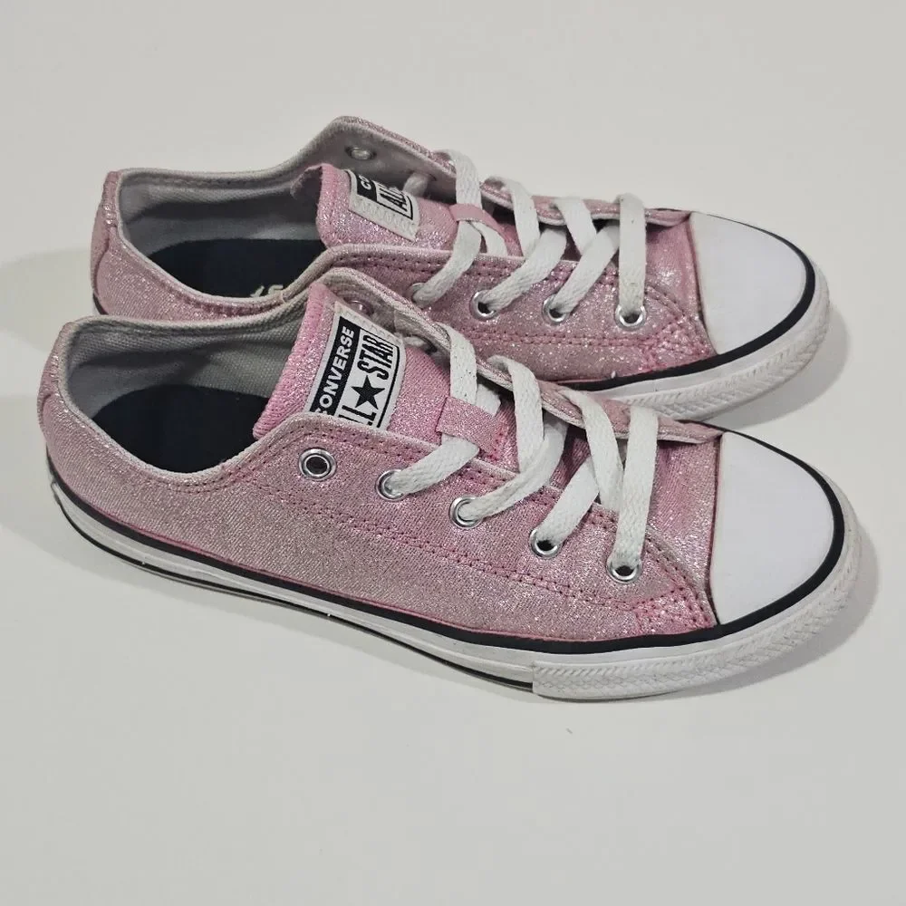 Converse Pink Glitter Girl Size 2.5 Low All Star Sneakers